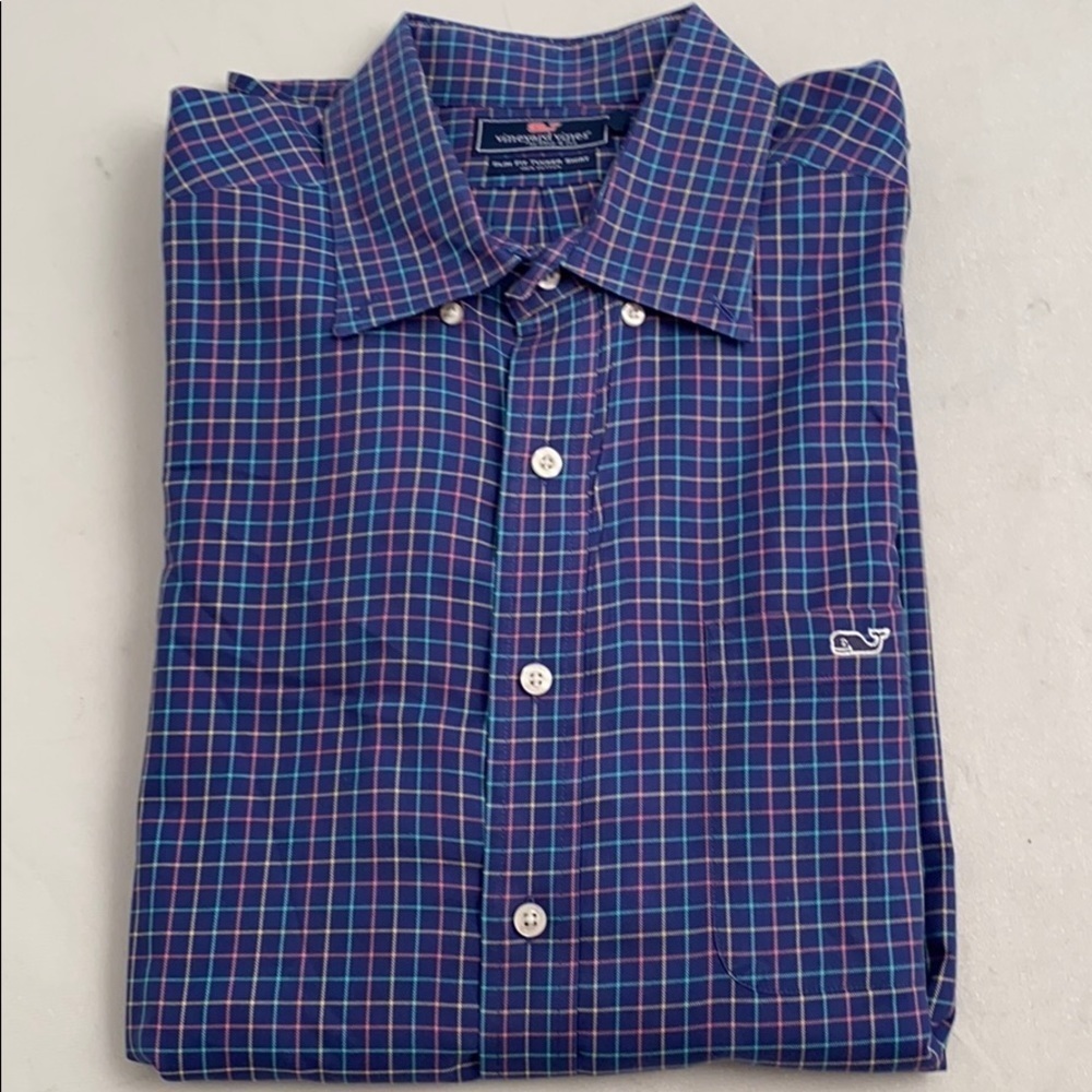 Vineyard Vines slim fit Tucker Shirt blue and pink L